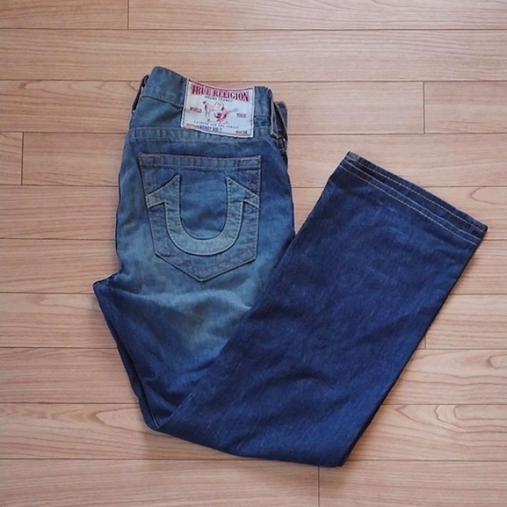 True Religion Blue Bobby Medium Wash Y2K Denim Baggy Jeans Size 38